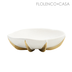 Round golden scale fruit bowl