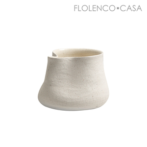 Sand-faced pottery vase white C