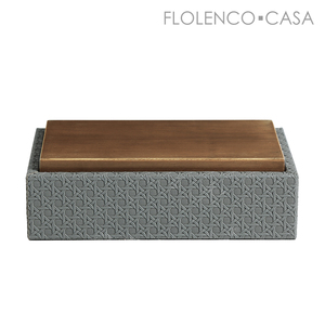 Wooden lid Decorative Box Grey -A